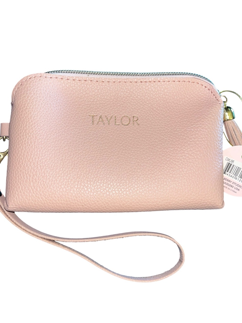 Taylor Blush Pink Pebbled Wristlet with Detachable Strap - Picture 1 of 2